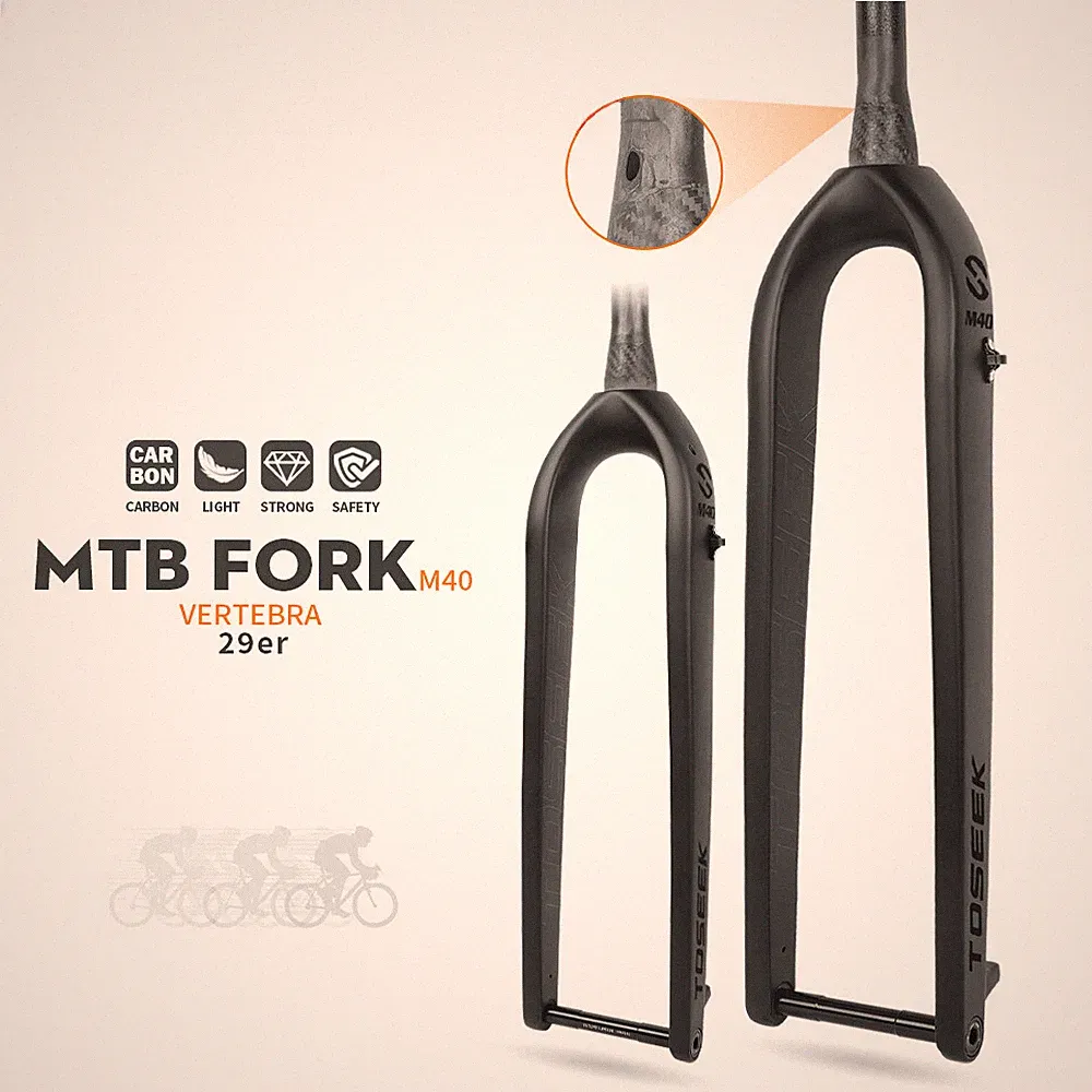 27.5/29in Carbon Fiber Road Bike Front Fork Boost 15*110mm Bicycle Rigid Fork