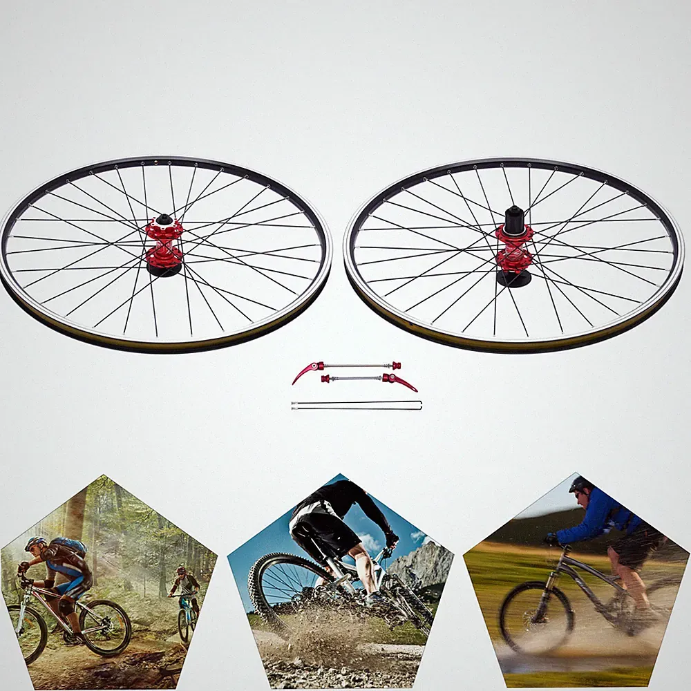 27.5 In Bicycle Front Rear Wheels Set MTB Wheelset Aluminum Alloy Rim Disc Brake