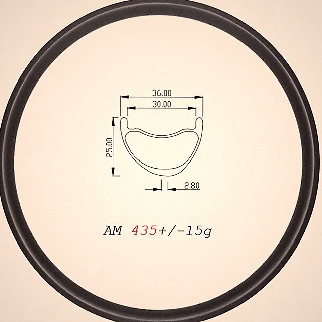27.5er Asymmetric Carbon MTB AM Rim 36x25mm 24H 28H 32H 650B Mountain Bike Wheel