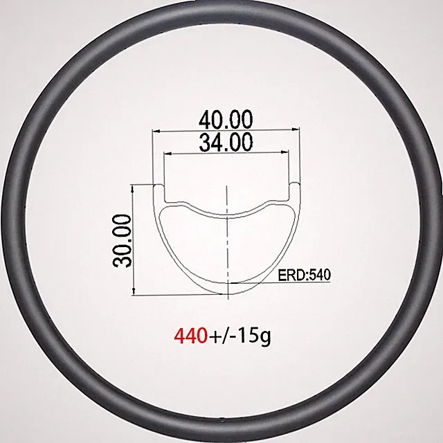 27.5in MTB Bike DH Hookless Carbon Rims 40mmx30mm 24 28 32 36H Clincher Tubeless