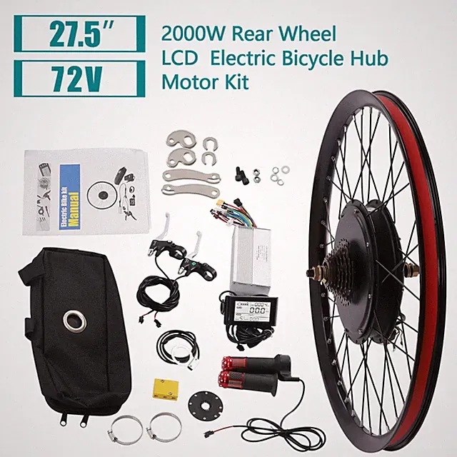 72V 2000W Rear Wheel Motor 2000W Electric Bike Kit with Mutifunction Display