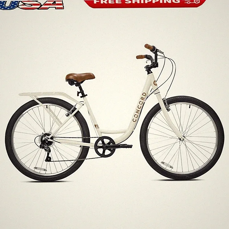 Comfort Bicycle 27.5in Wheels Unisex Adult Low Step Steel Frame 7 Speed Bike New