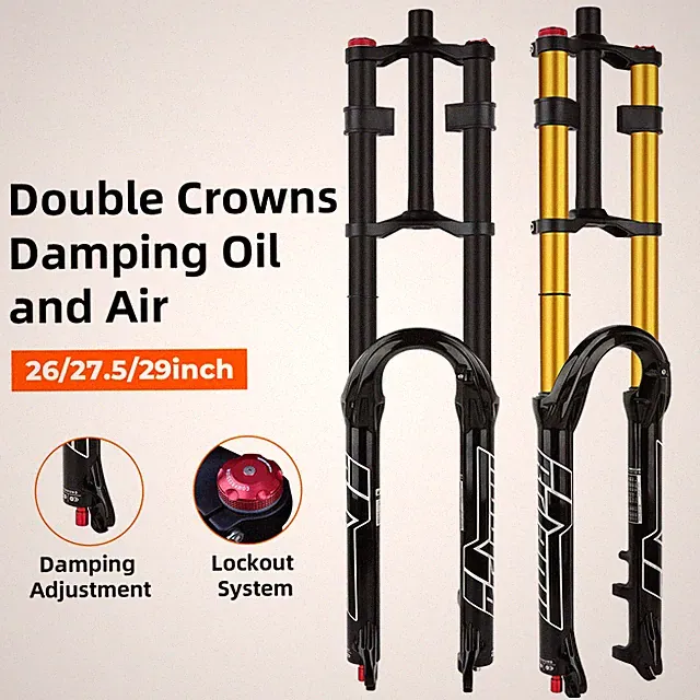 Double Crown Bicycle Air Fork 27.5 29inch MTB Air Suspension Quick Release Fork