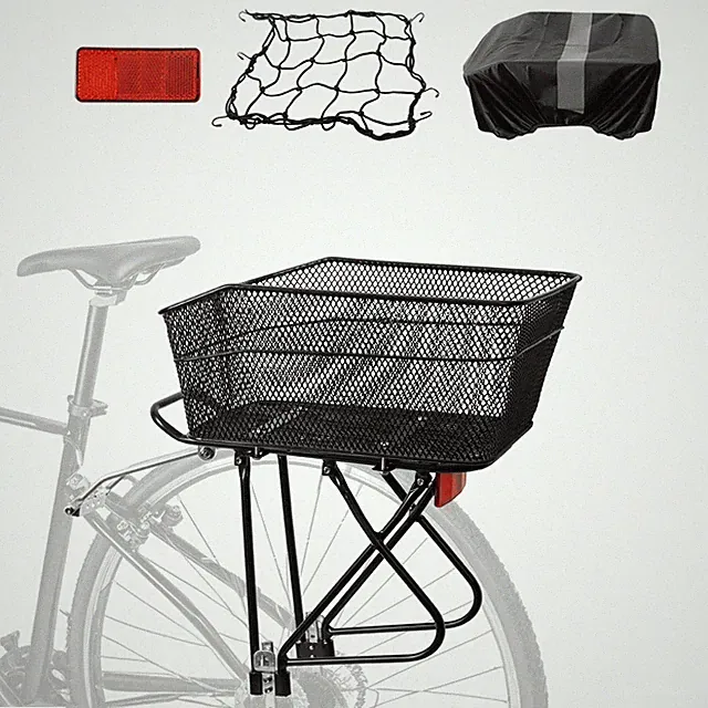 Universal Rear Bike Rack with Front Basket - Bicycle Cargo Rack with Cargo Net
